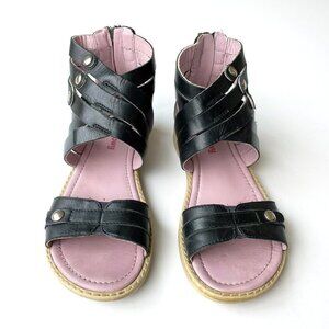 Billowy Girls Black Leather Gladiator Sandals US 2 EU 33